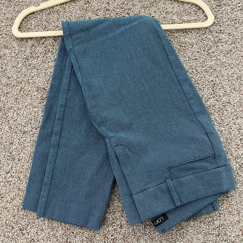 LOFT Skinny Dress Pants - turquoise & white